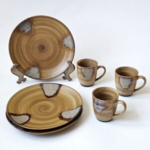 🏺 Vintage Sango Splash 4051 Rustic Stoneware Dinnerware Set Boho Style